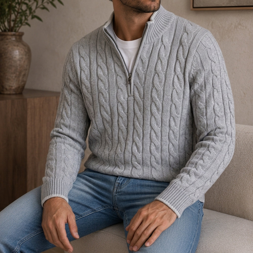 Elio Cable Knit Turtleneck Sweater