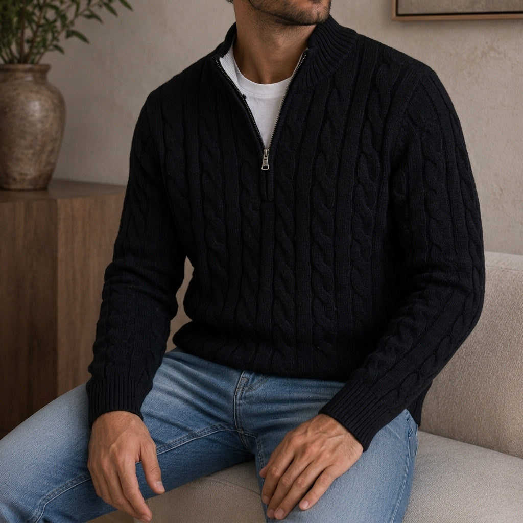 Elio Cable Knit Turtleneck Sweater
