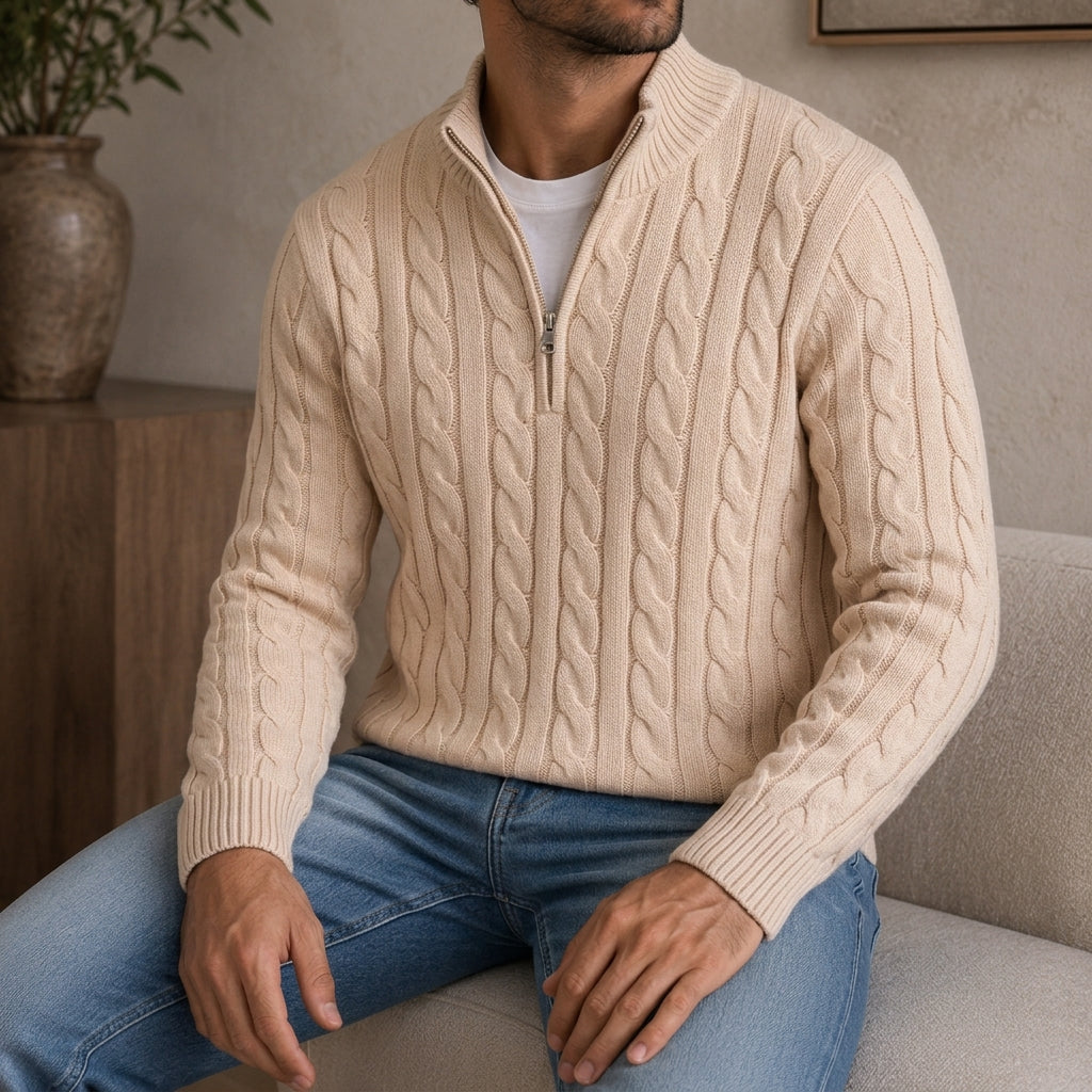 Elio Cable Knit Turtleneck Sweater