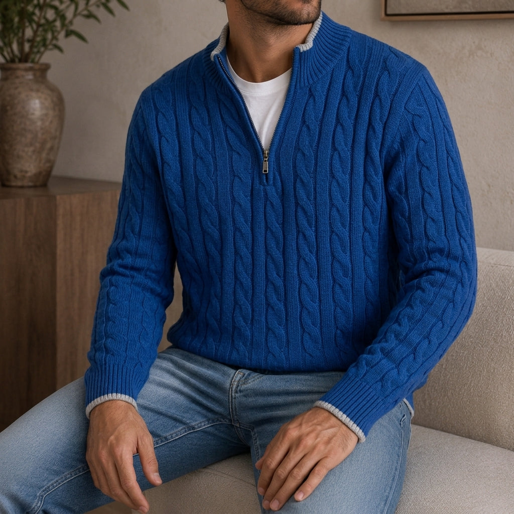 Elio Cable Knit Turtleneck Sweater