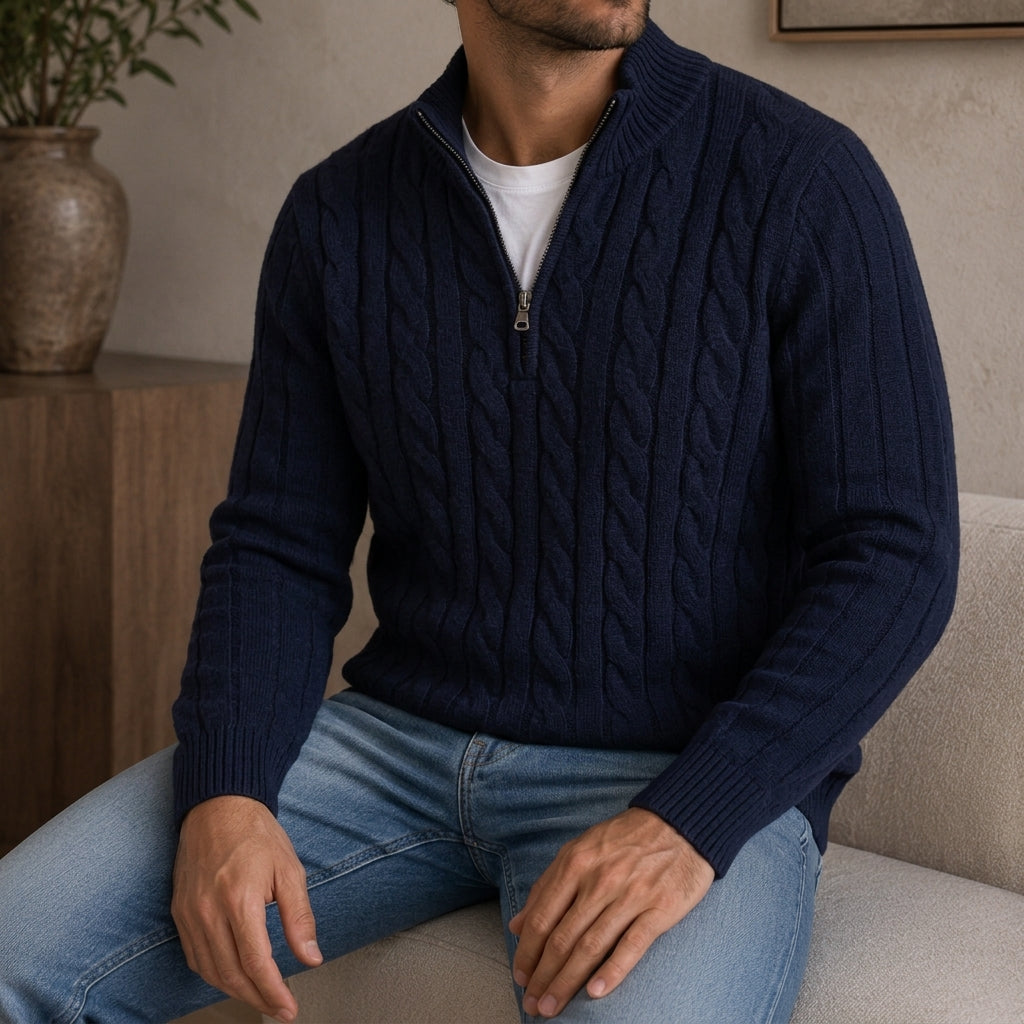 Elio Cable Knit Turtleneck Sweater