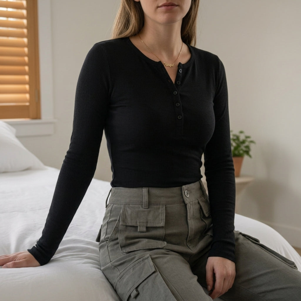 Merano Ribbed Henley Top