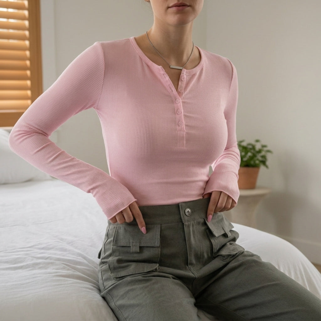 Merano Ribbed Henley Top