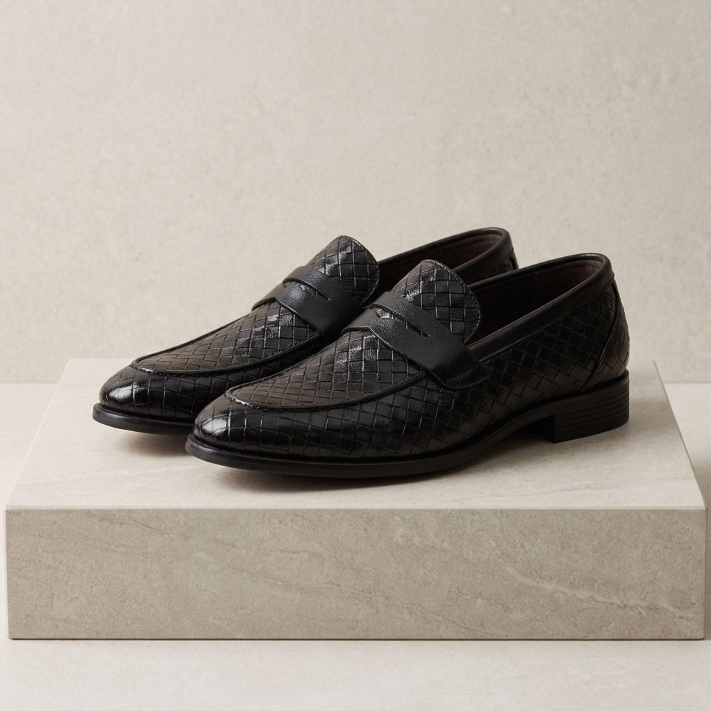 Biot Woven Leather Penny Loafers