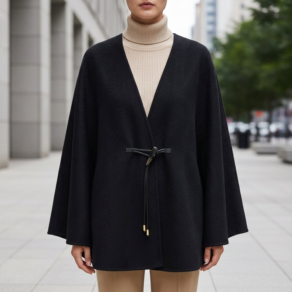 Valletta Belted Wool Cape Coat
