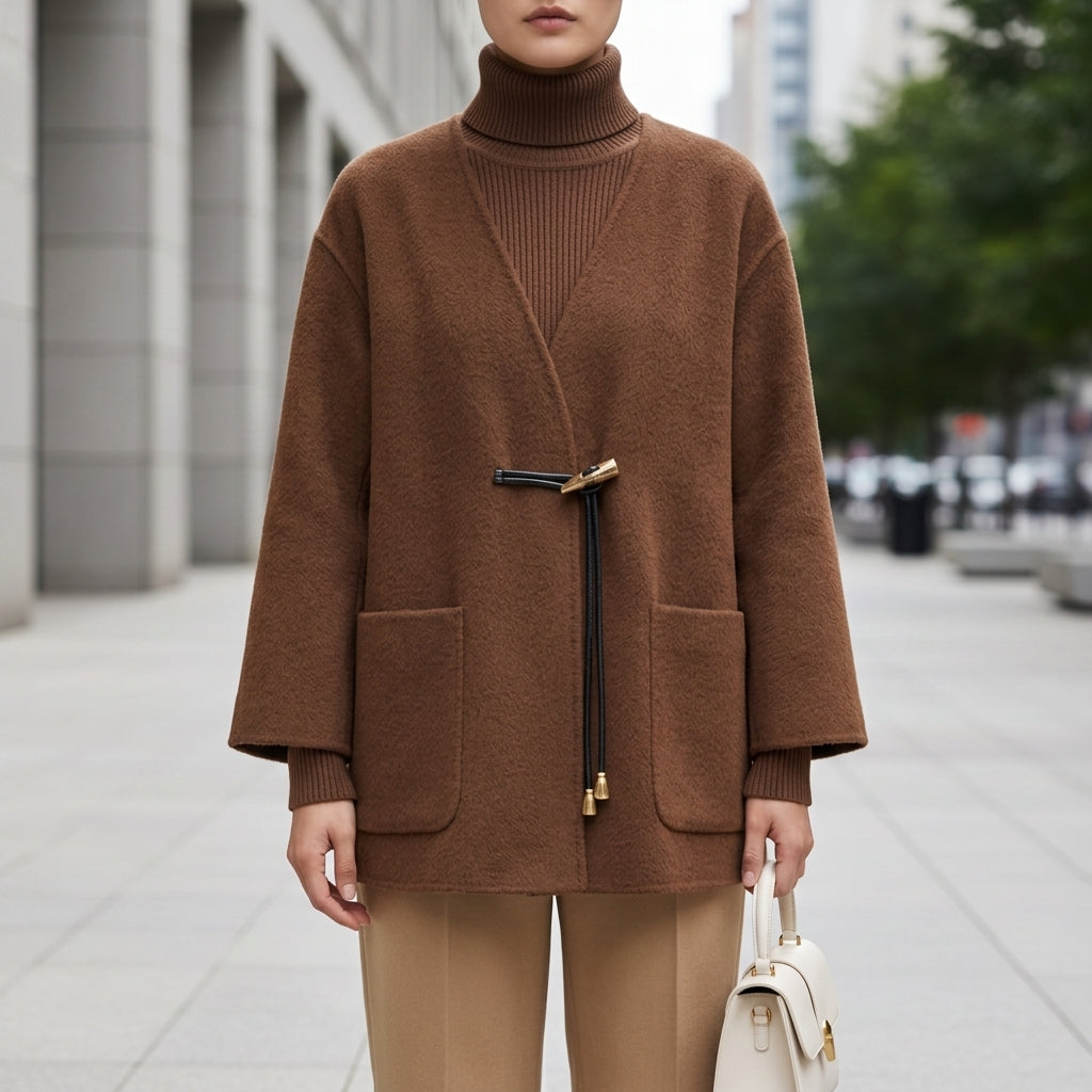 Valletta Belted Wool Cape Coat