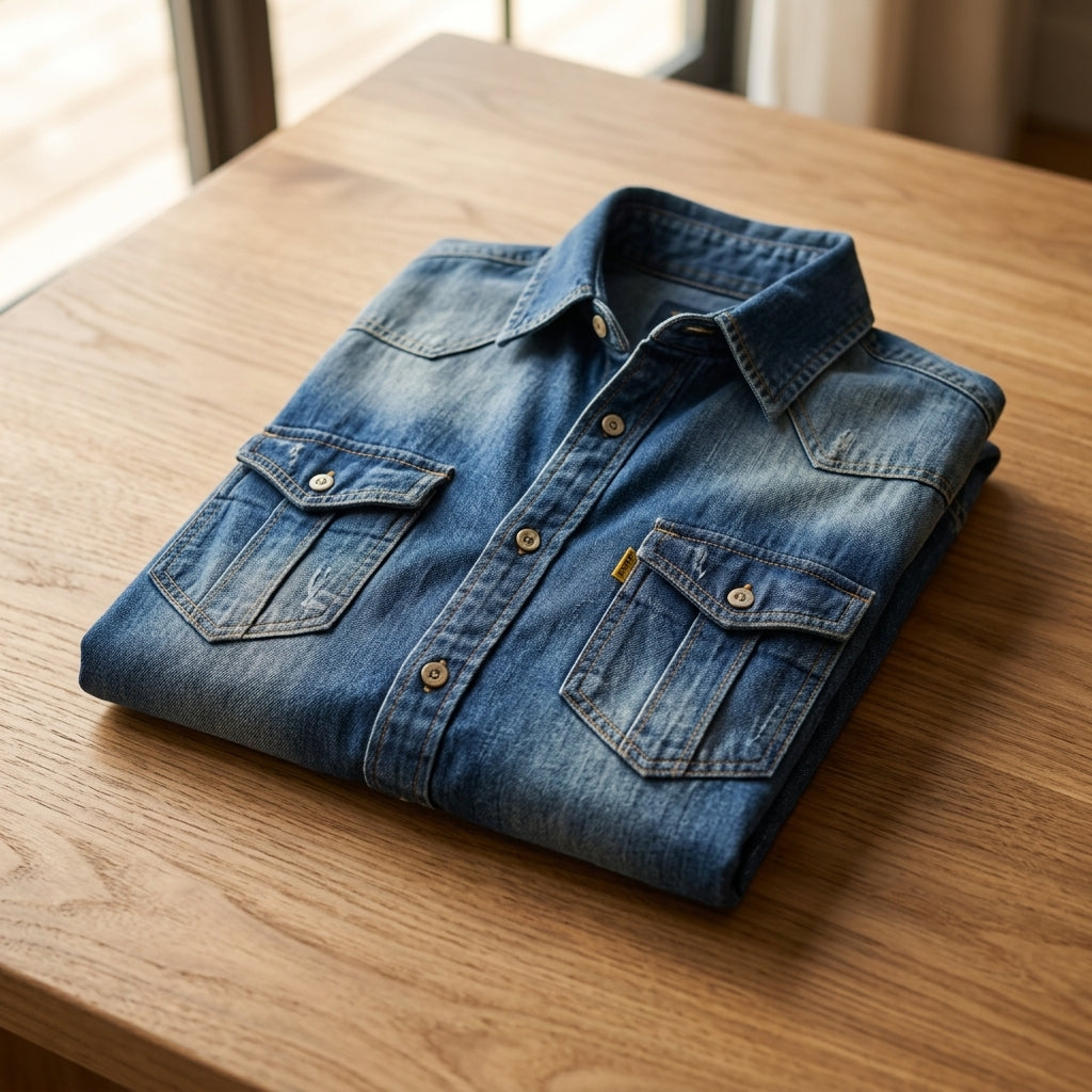 Sandro Men's Long Sleeve Denim Shirt