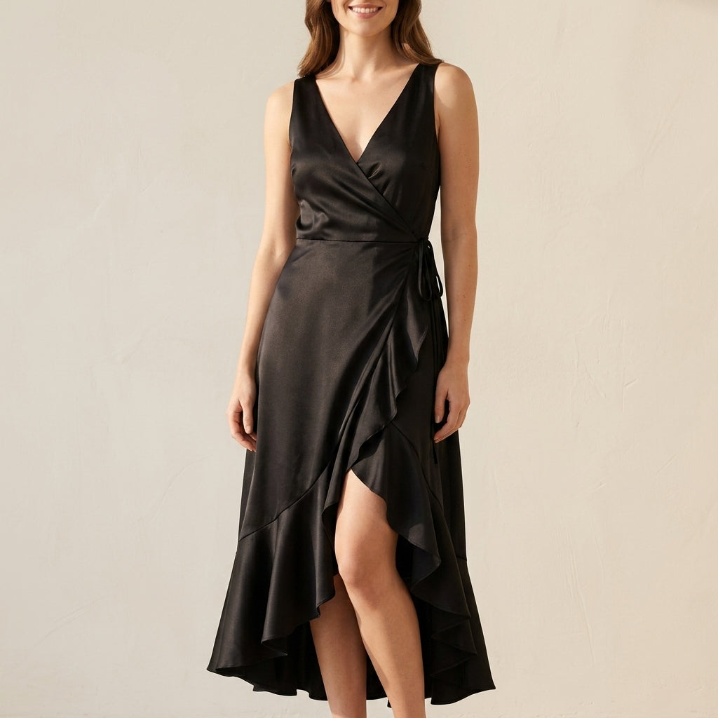 Marcella Women's Satin Wrap Dress