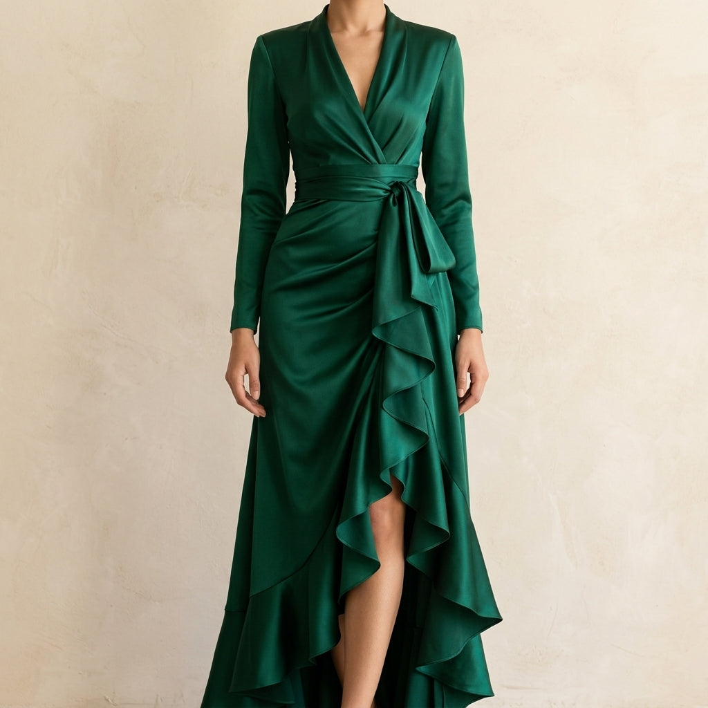 Marcella Women's Satin Wrap Dress