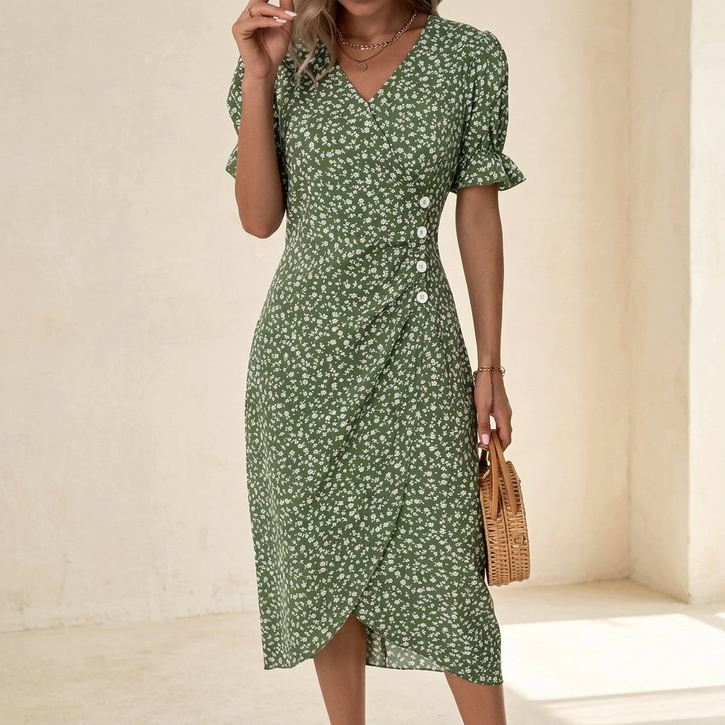 Mireille V-Neck Midi Dress