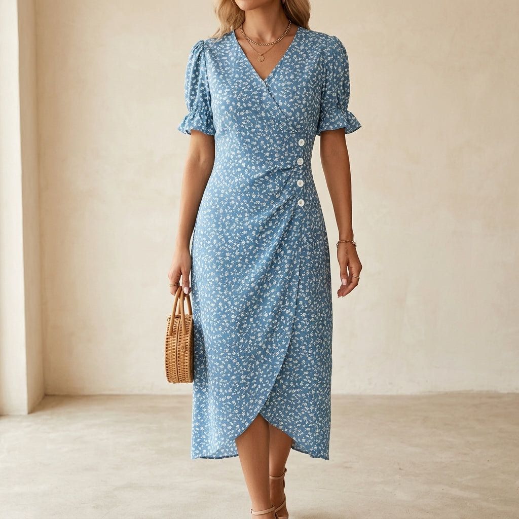 Mireille V-Neck Midi Dress