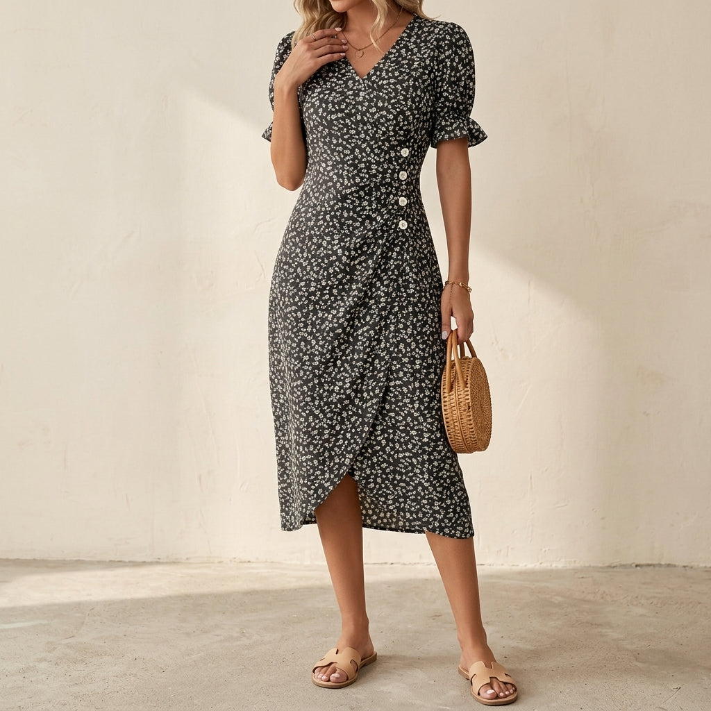Mireille V-Neck Midi Dress