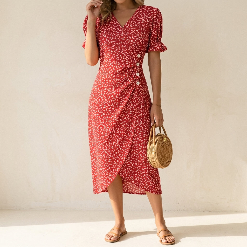 Mireille V-Neck Midi Dress