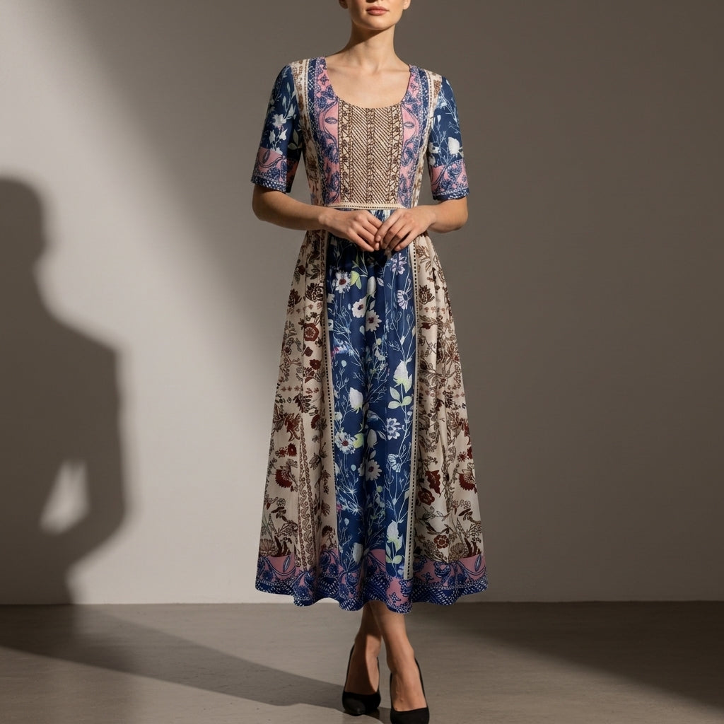 Segovia Boho Floral Midi Dress