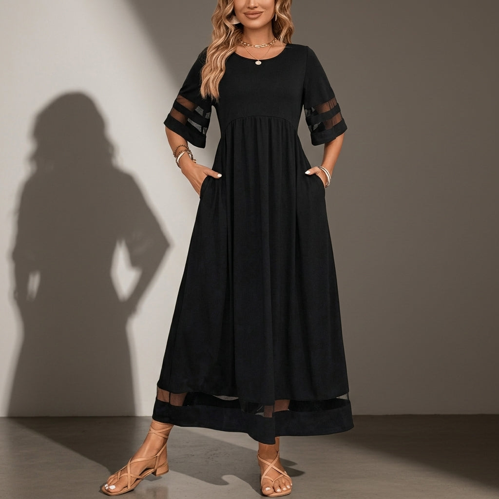 Braga Mesh Trim Maxi Dress