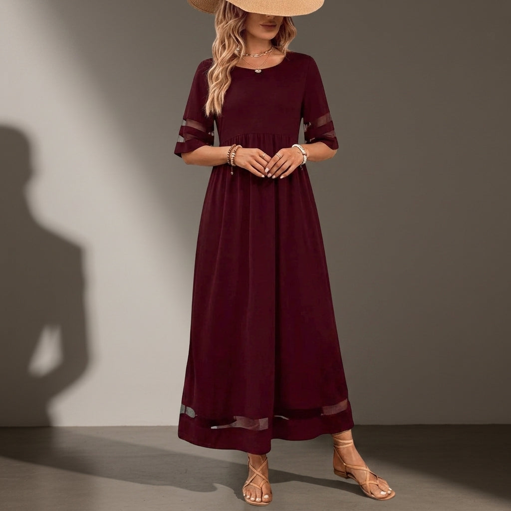Braga Mesh Trim Maxi Dress
