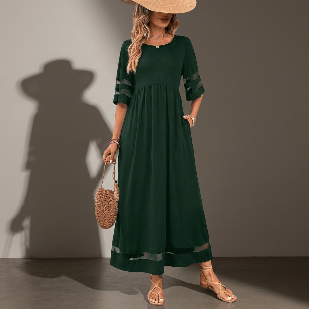 Braga Mesh Trim Maxi Dress