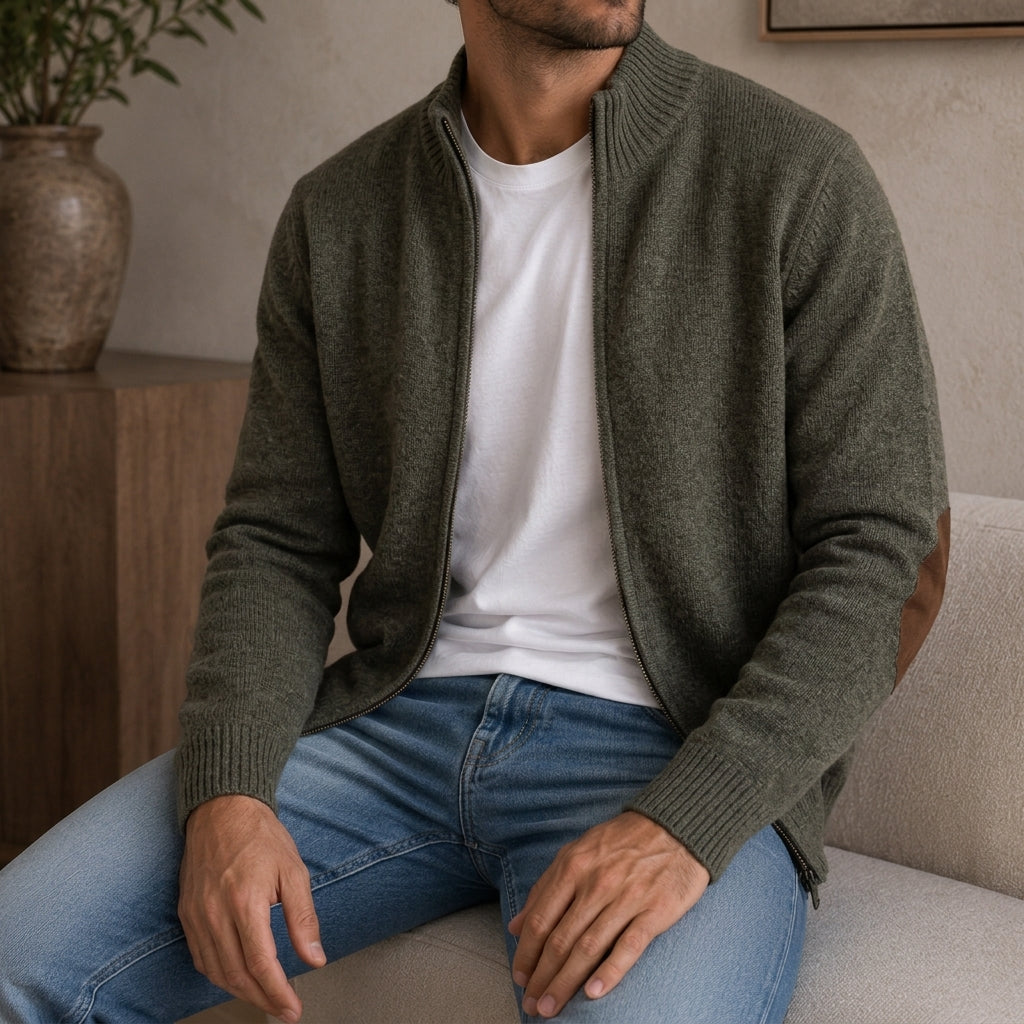 Santoro Men's Wool Zip Cardigan