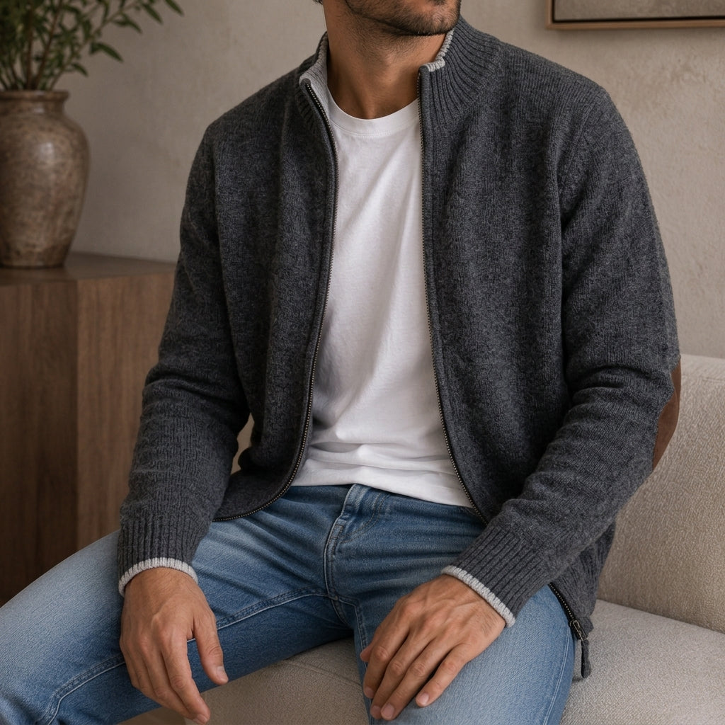 Santoro Men's Wool Zip Cardigan