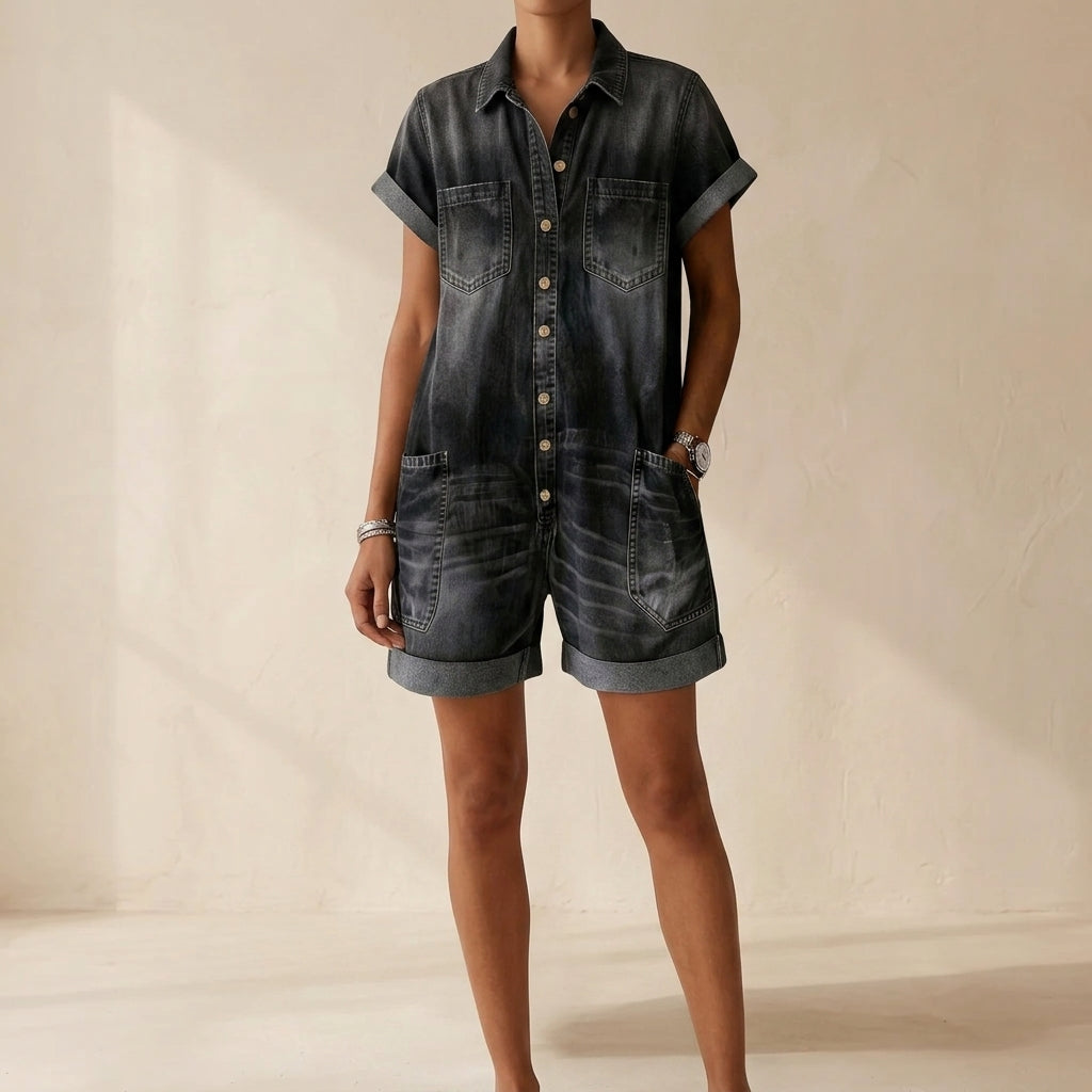 Gabriella Casual Denim Jumpsuit Shorts