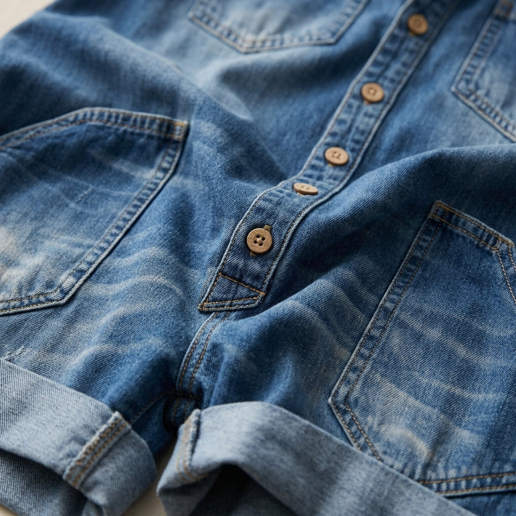 Gabriella Casual Denim Jumpsuit Shorts