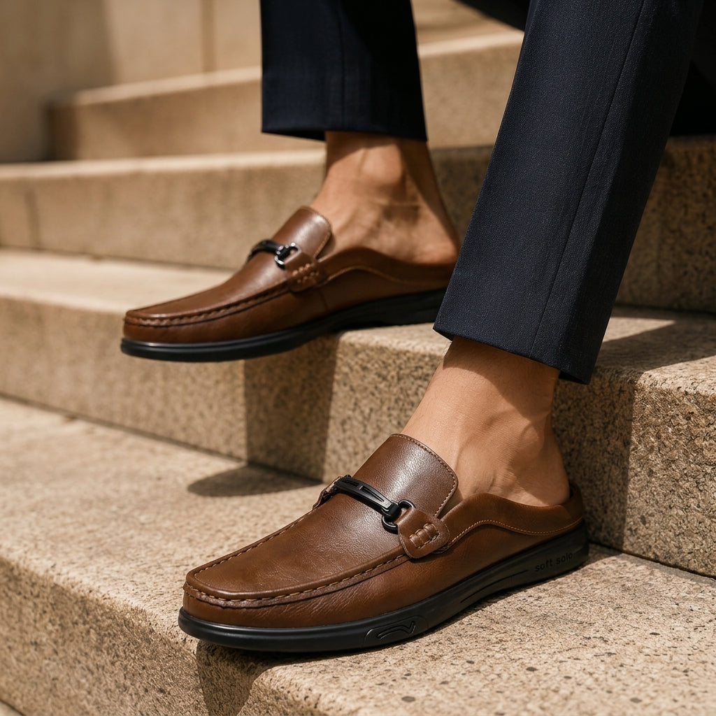 Mazzanti Men's Genuine Leather Slip-On Mules