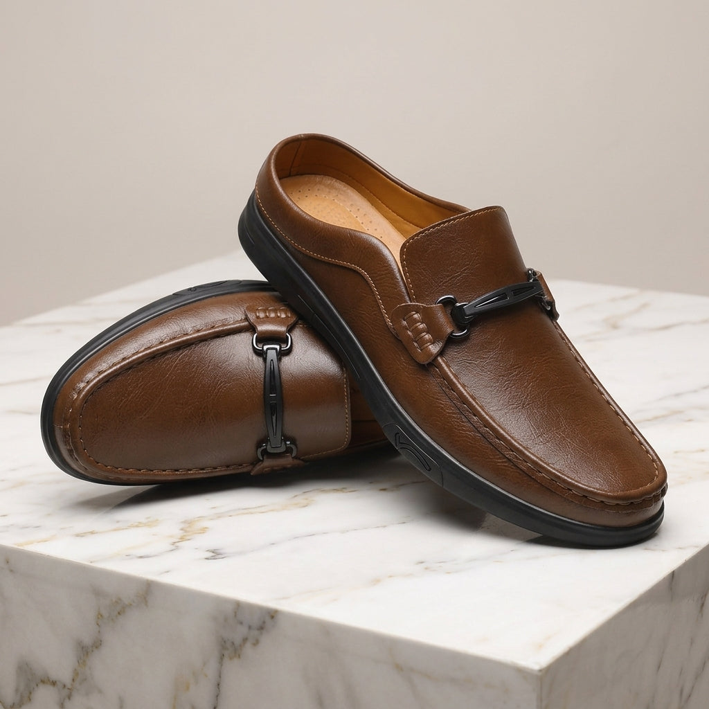 Mazzanti Men's Genuine Leather Slip-On Mules