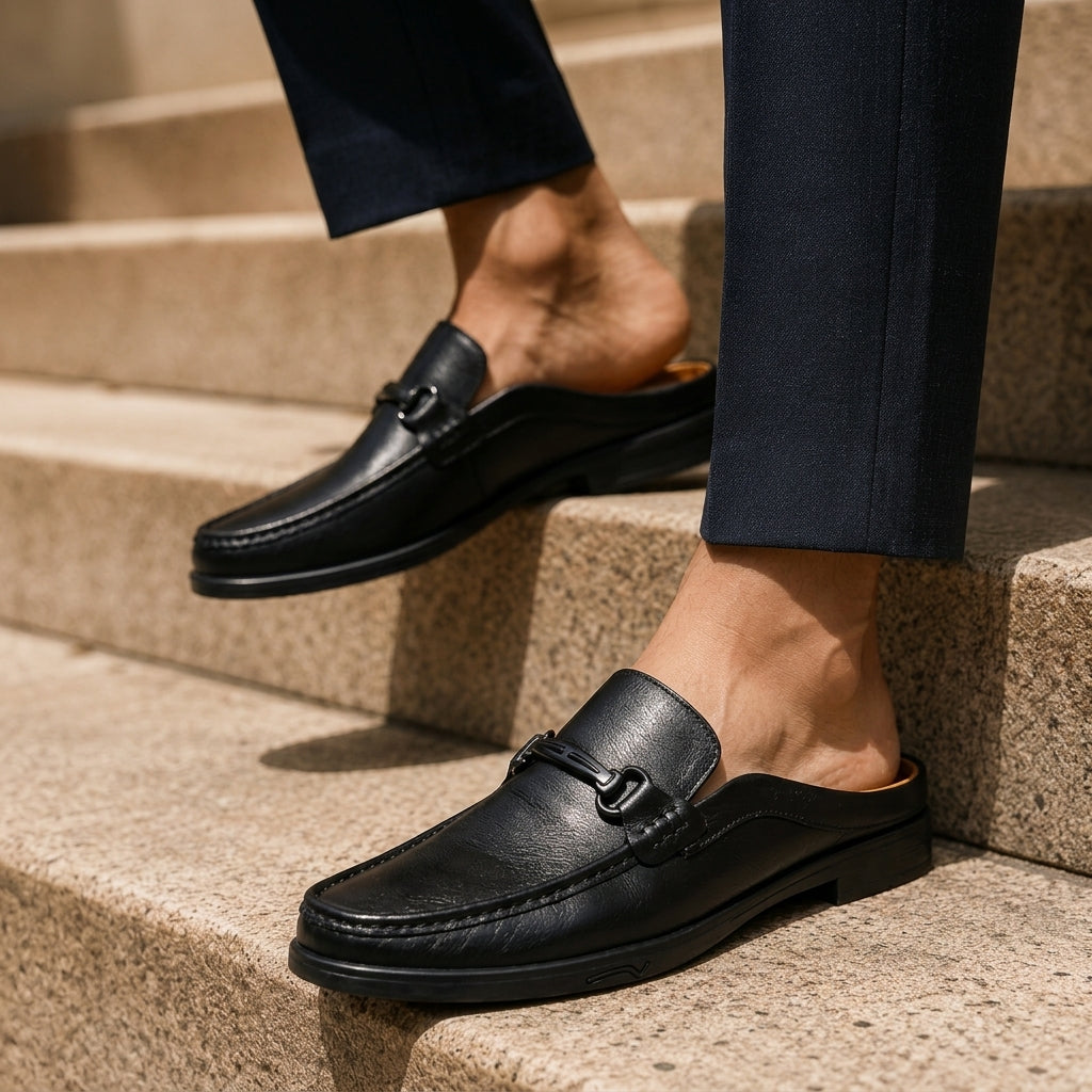 Mazzanti Men's Genuine Leather Slip-On Mules