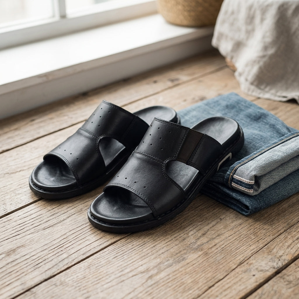 Vercelli Leather Slides