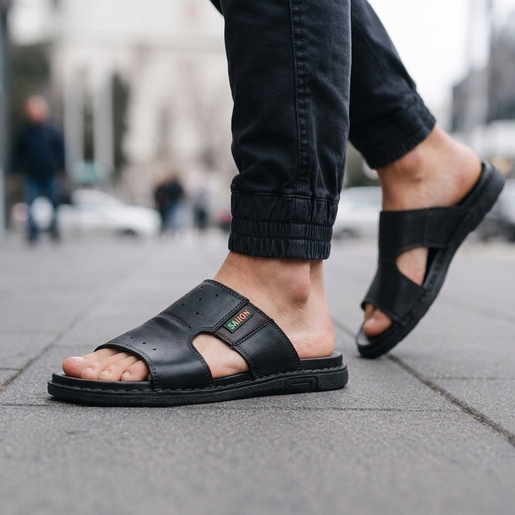 Vercelli Leather Slides