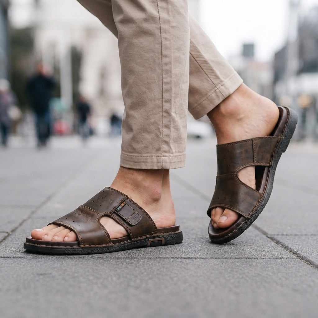 Vercelli Leather Slides