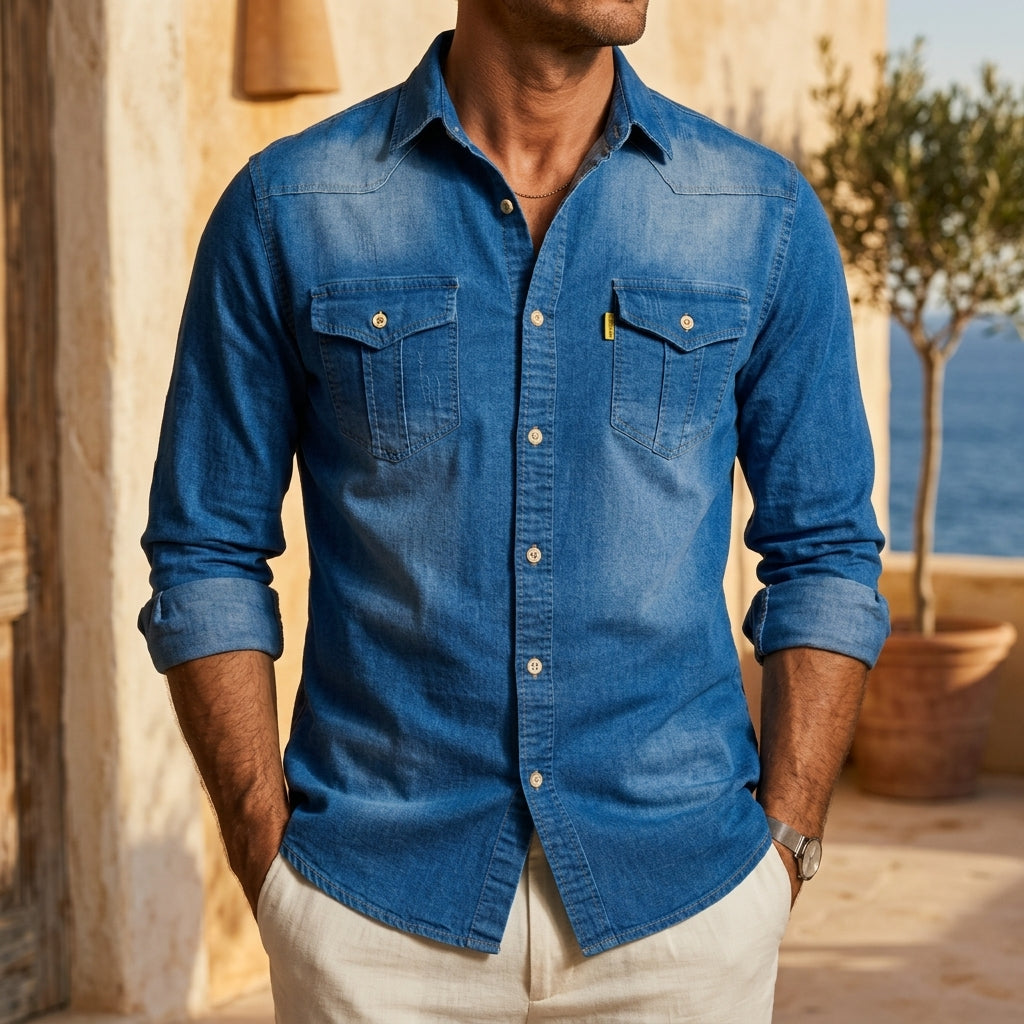 Lauterbrunnen Men's Western Denim Shirt