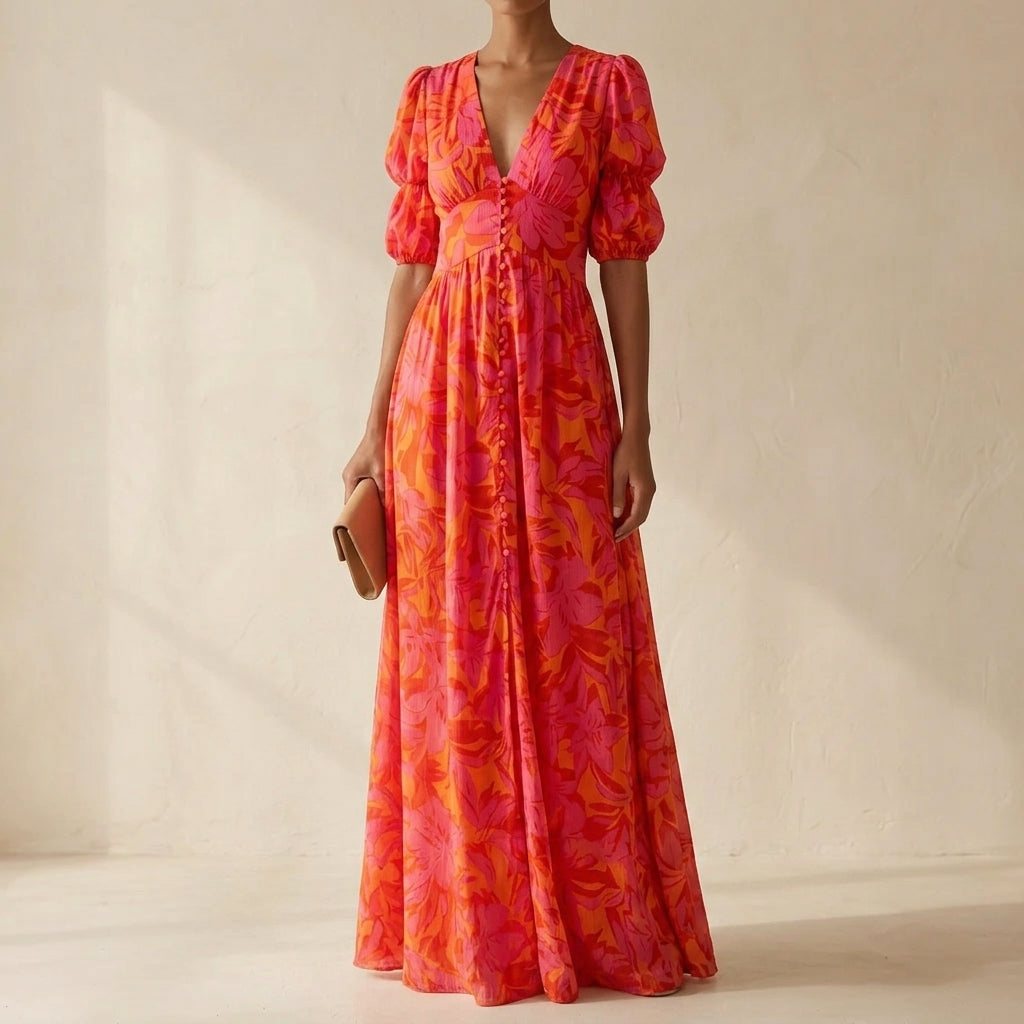Fiorella Women's Floral Puff Sleeve Dress
