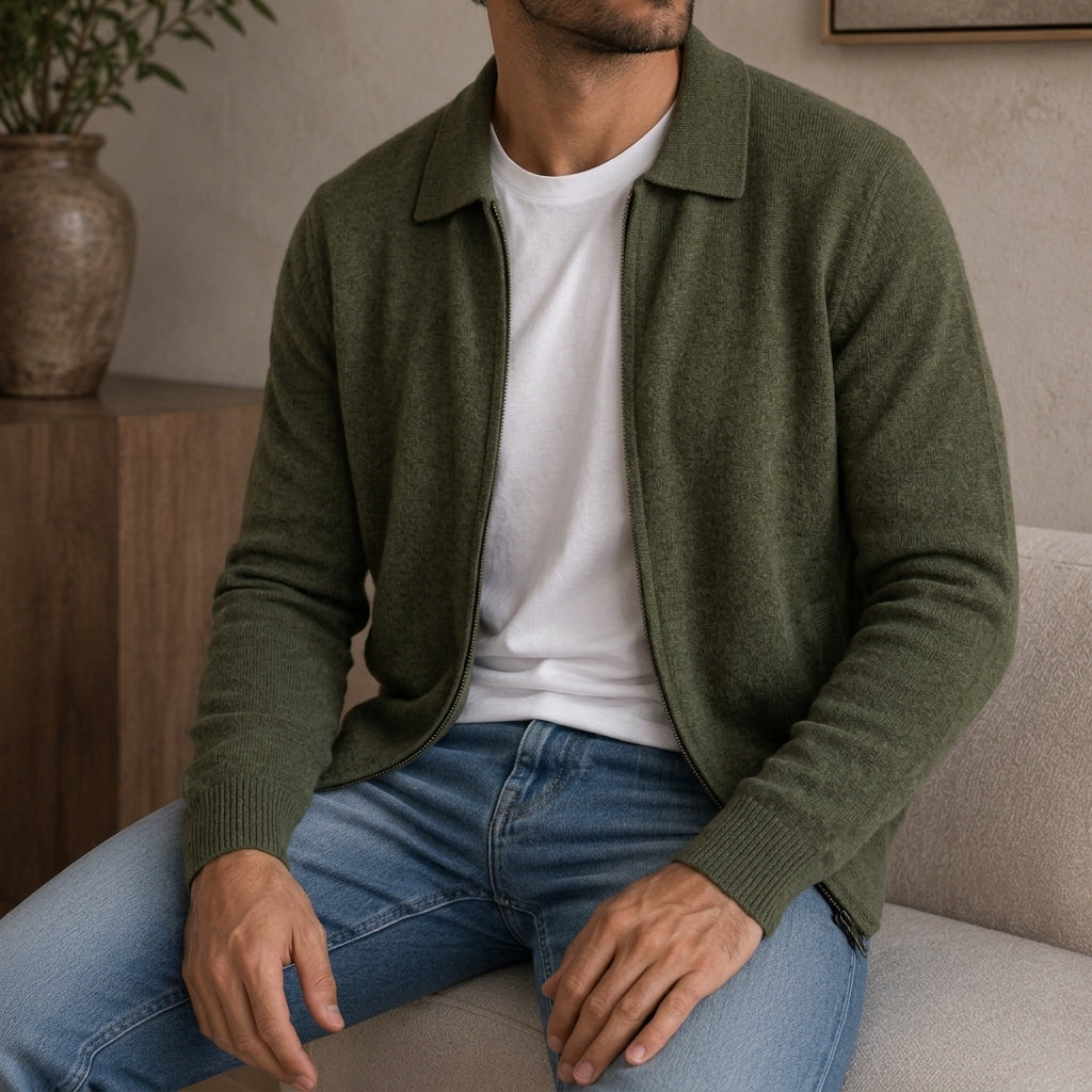 Bramwell Men's Cashmere Zip Cardigan