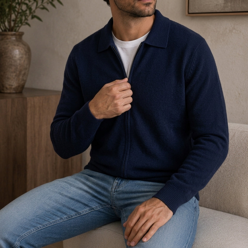 Bramwell Men's Cashmere Zip Cardigan