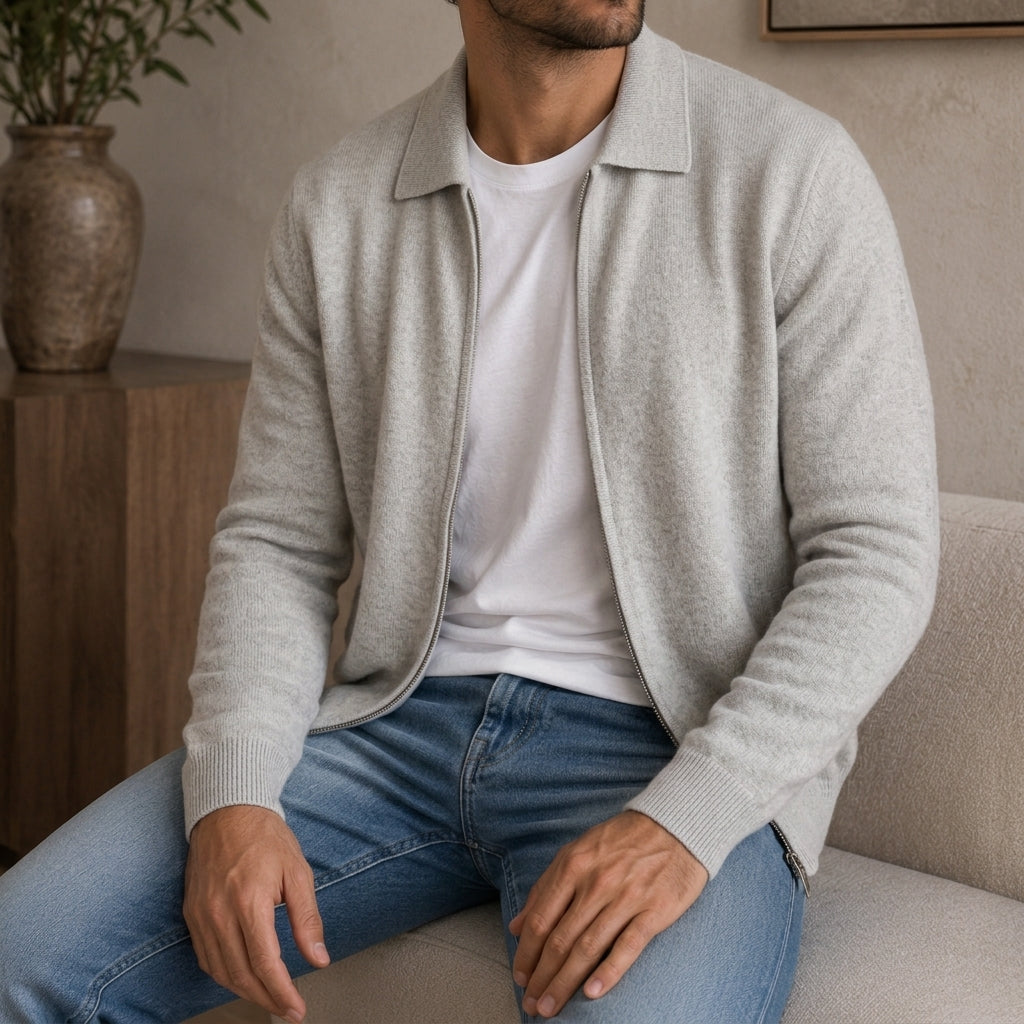 Bramwell Men's Cashmere Zip Cardigan