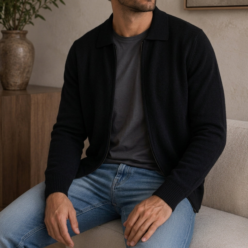 Bramwell Men's Cashmere Zip Cardigan