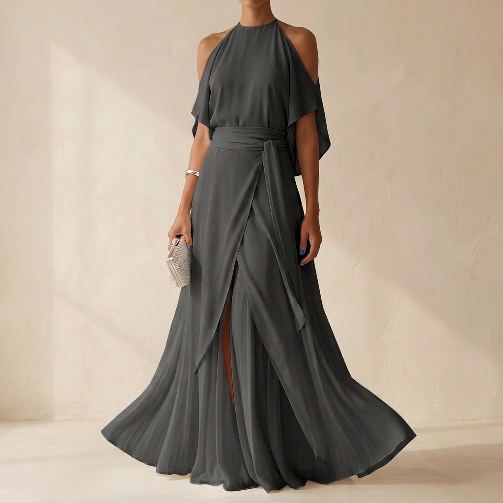 Sainte-Maxime Midi Off-Shoulder Dress