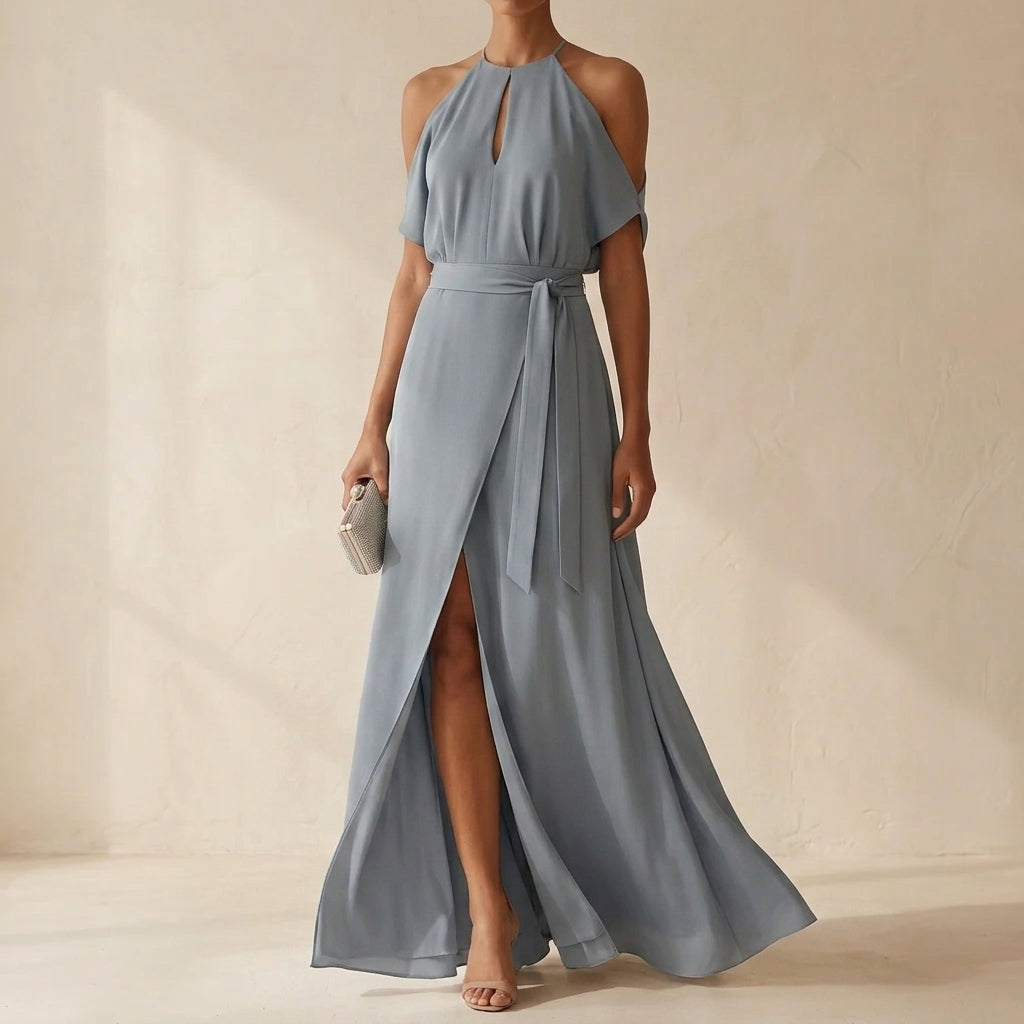 Sainte-Maxime Midi Off-Shoulder Dress