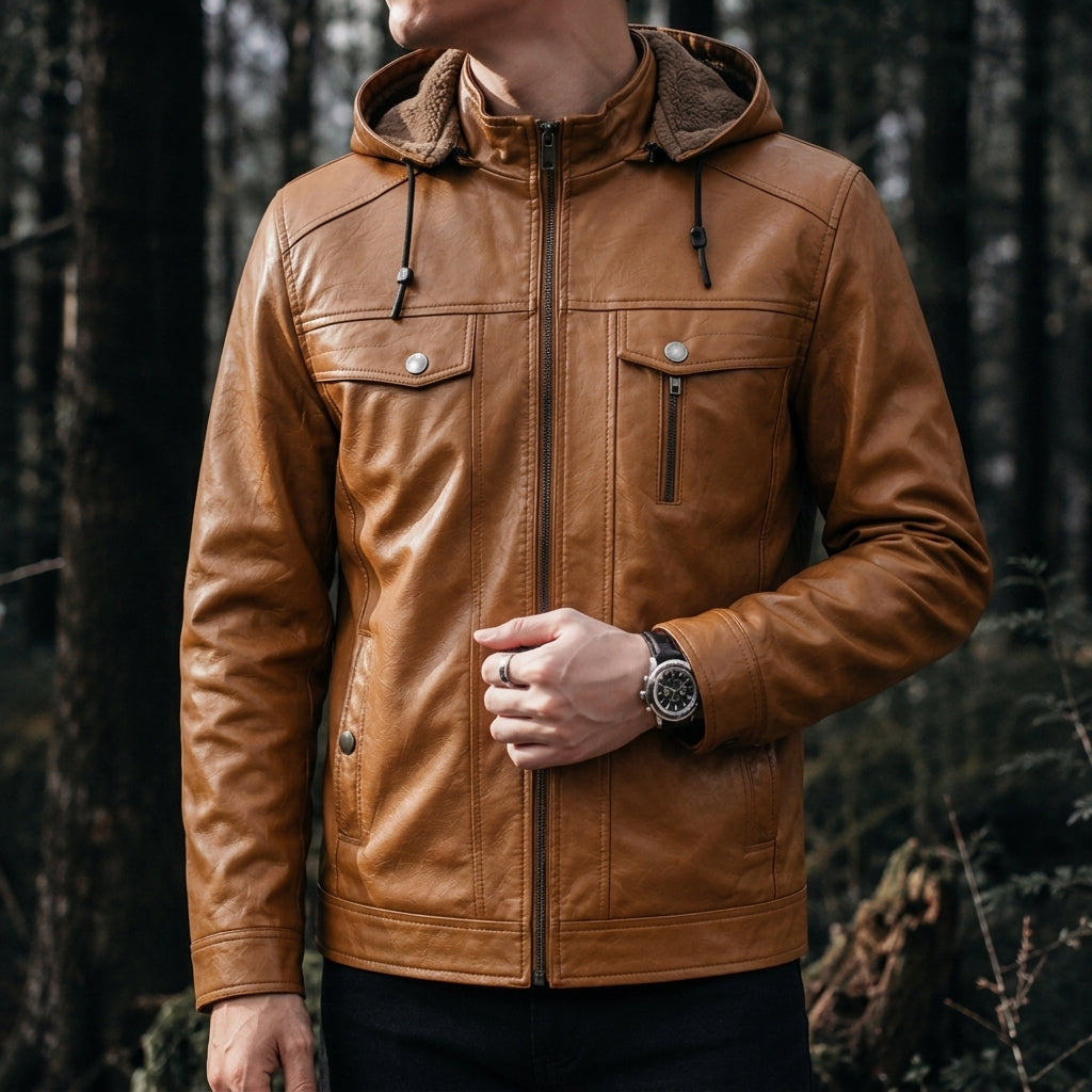 Haverford Hooded Leather Jacket