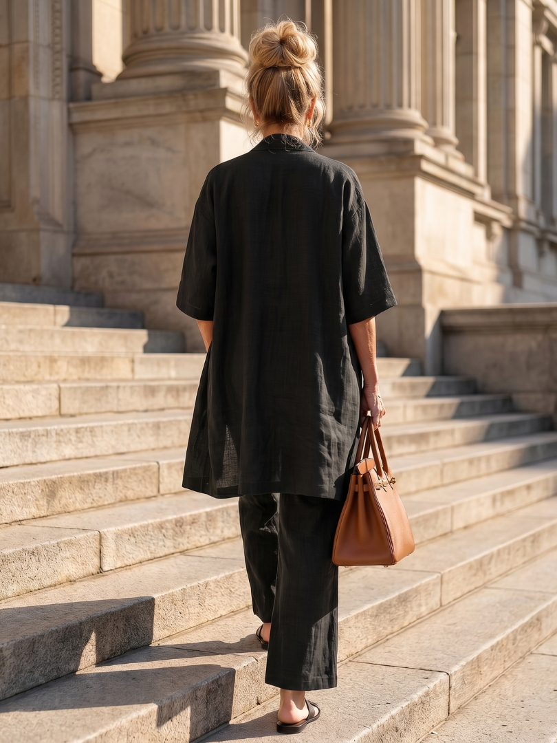 Yael Three-Piece Kimono Duster Pant Set