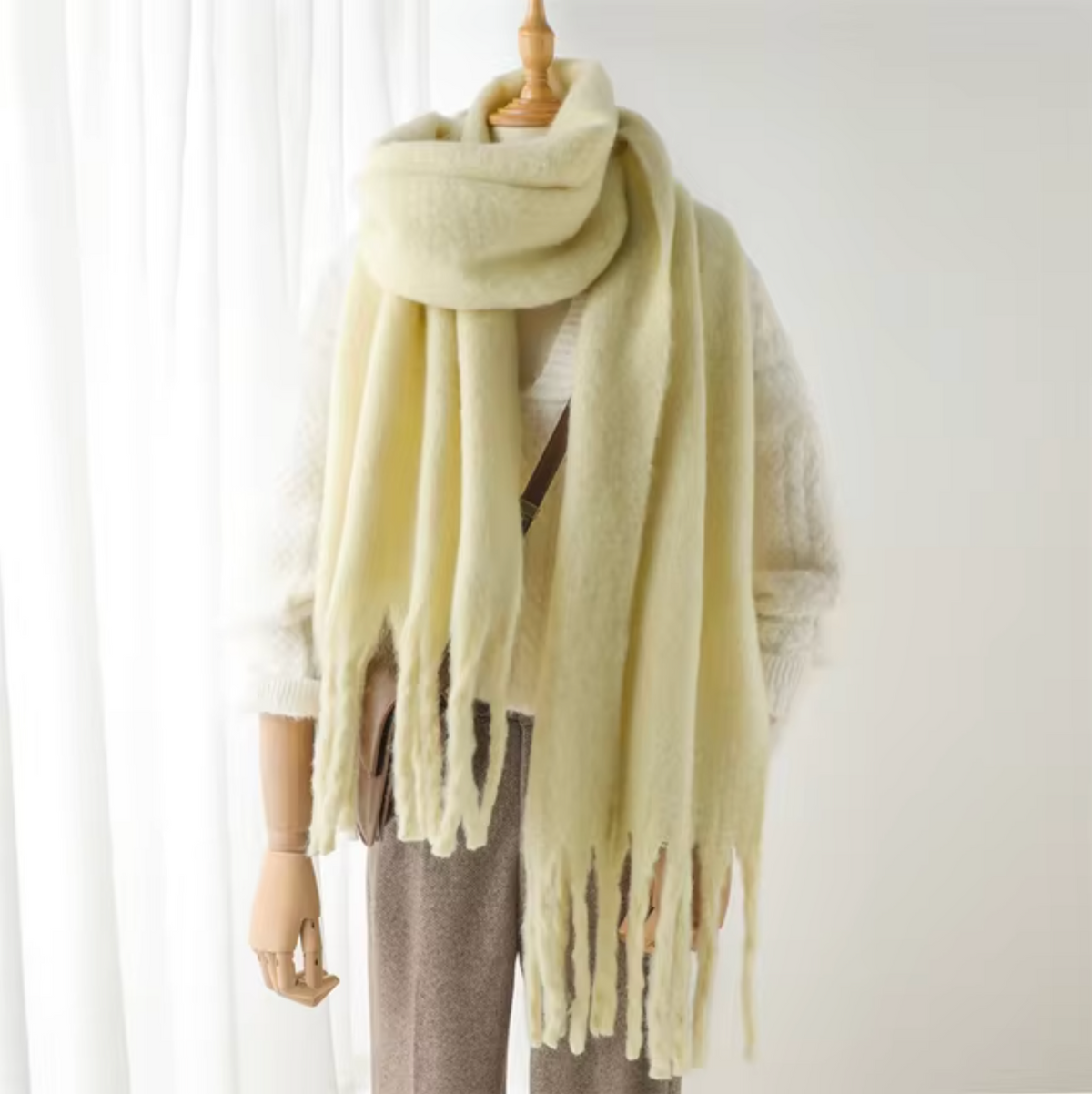 Elyra | Womens Pashmina Scarf with Long Tassels | Thick Soft Weave, Doubles as a Wrap or Blanket | in 20 Colors
