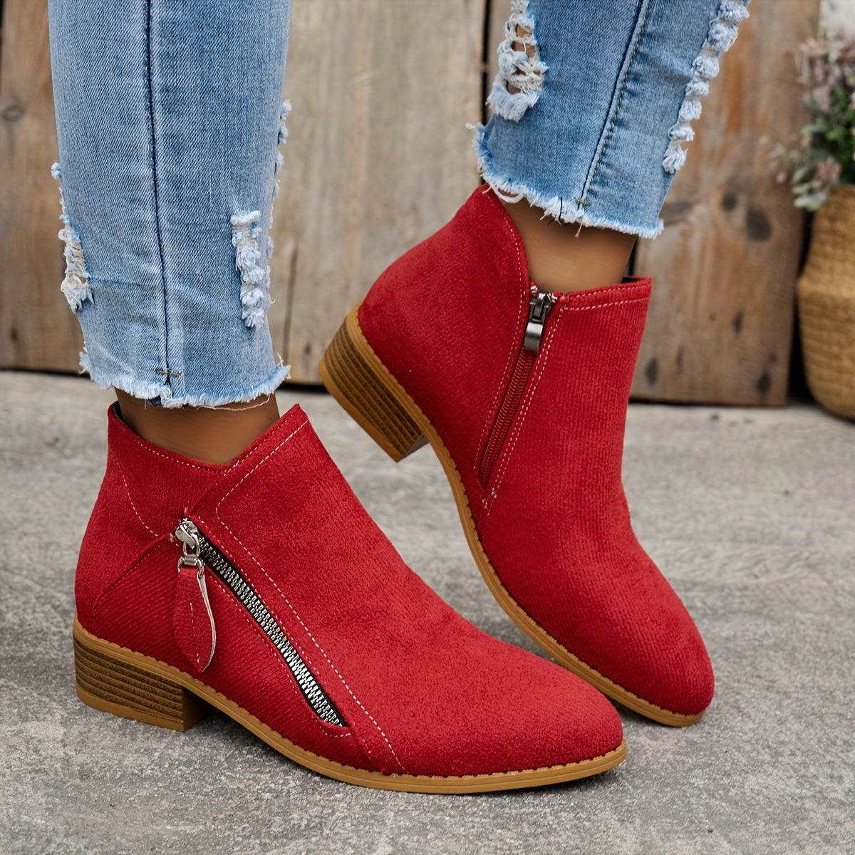 Raya | Womens Ankle Boots with Side Zipper | Zip-On Fit, Dry and Warm in Rain or Snow | Blue, Black, Beige and More EU 35-43