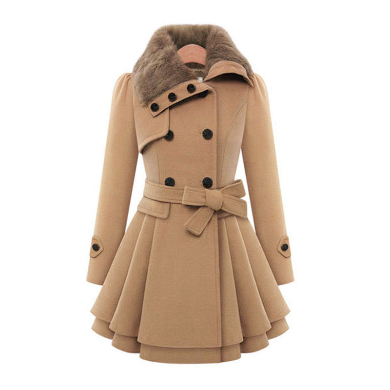 Claudia | Womens Belted Trench Coat with Faux Fur Collar | Faux Fur Cuffs, Tailored Fit | Beige, Black and More 2XS-3XL