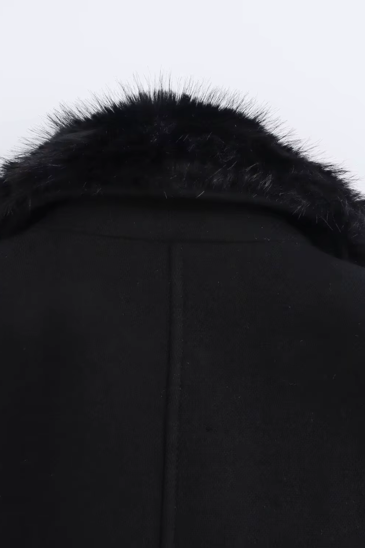 Lidia Faux Fur Collar Belted Wool Coat
