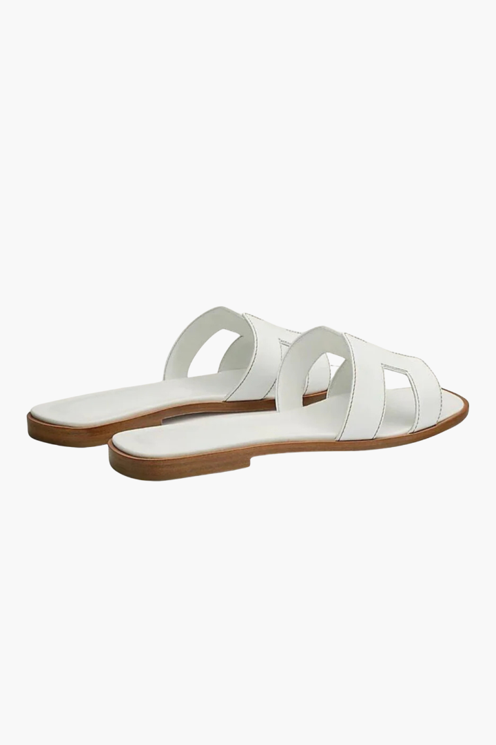 Renee Flat Cutout Leather Slide Sandals