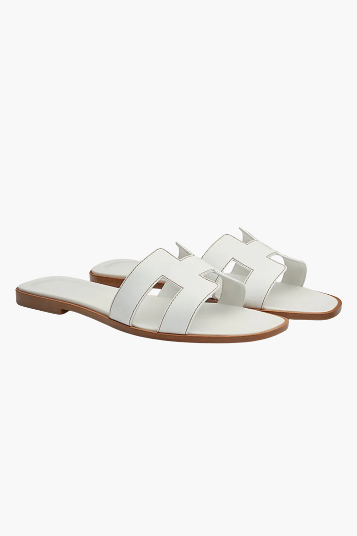Renee Flat Cutout Leather Slide Sandals