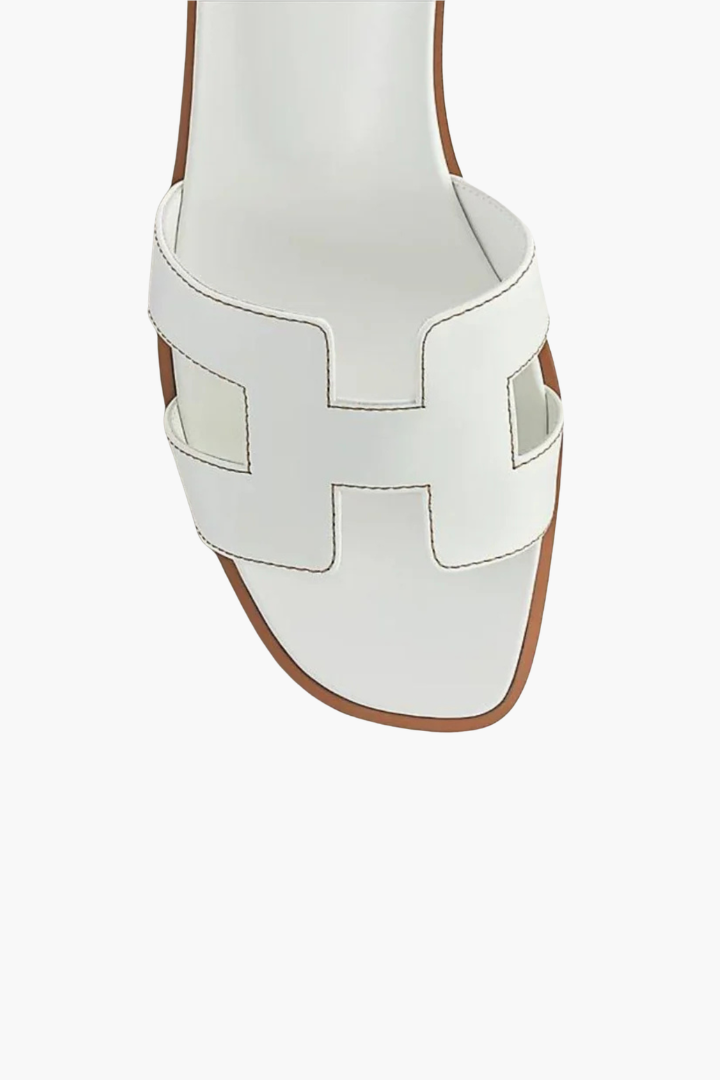Renee Flat Cutout Leather Slide Sandals