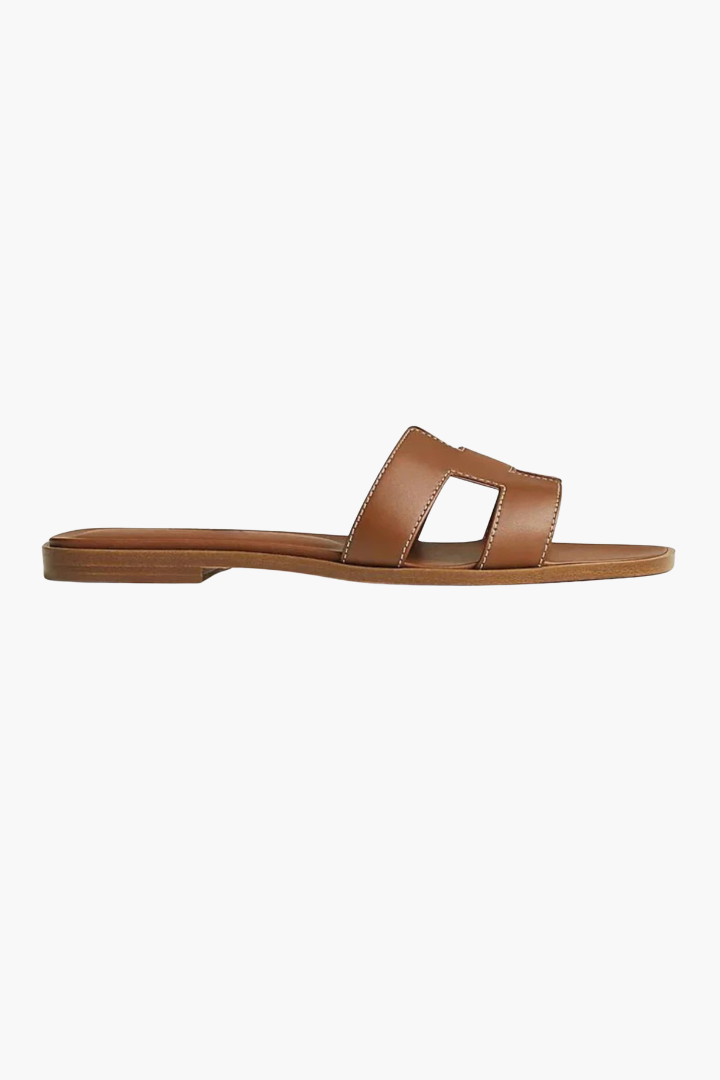 Renee Flat Cutout Leather Slide Sandals