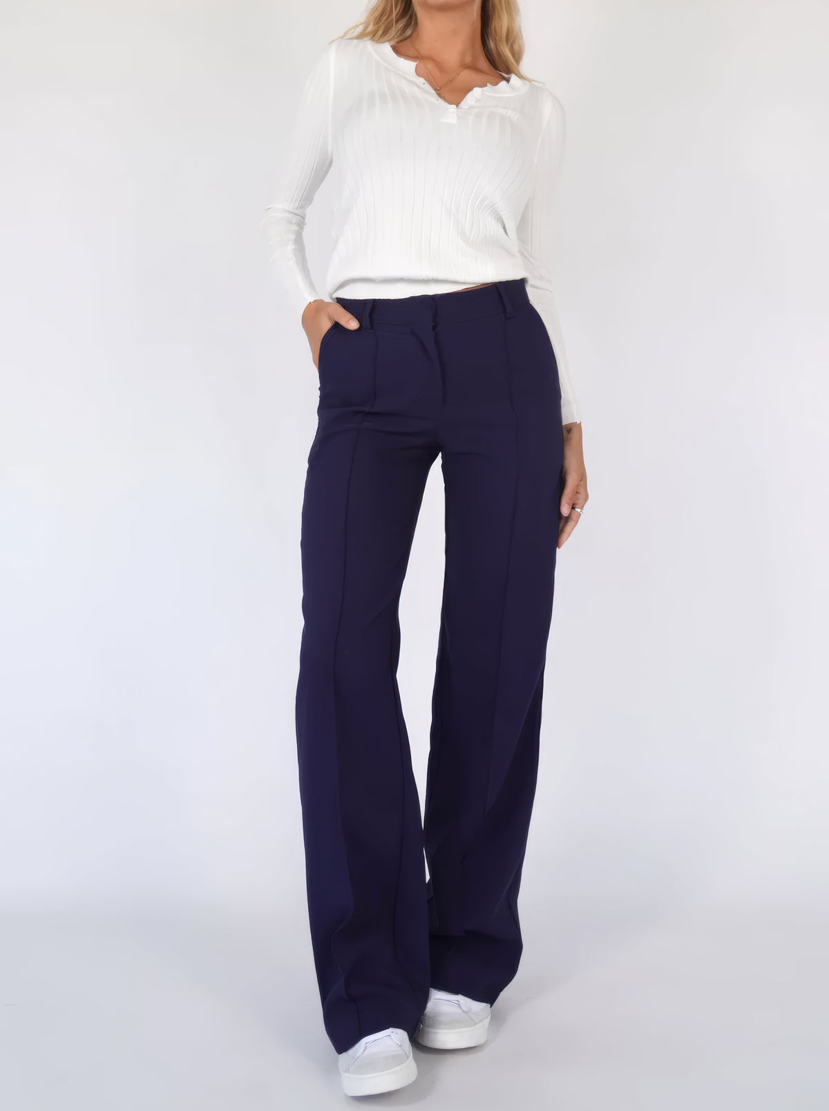 Women's Classic Straight Leg Pants – High Waist Tailored Dress Trousers